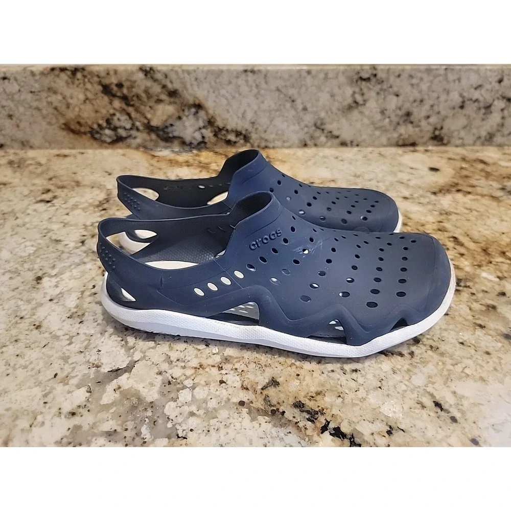 Crocs Iconic Comfort Sling Back Water Crocs Men's Size 7 (M) Navy/White